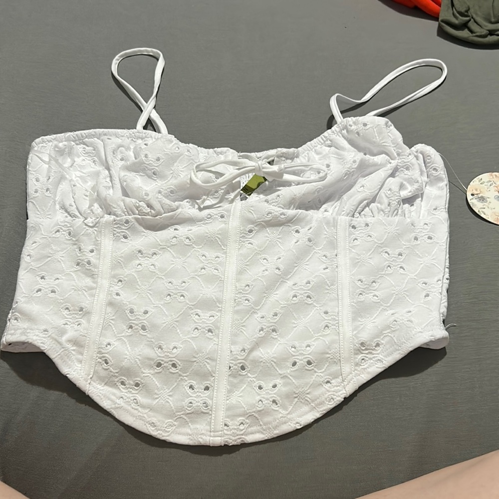 white cropped shirt